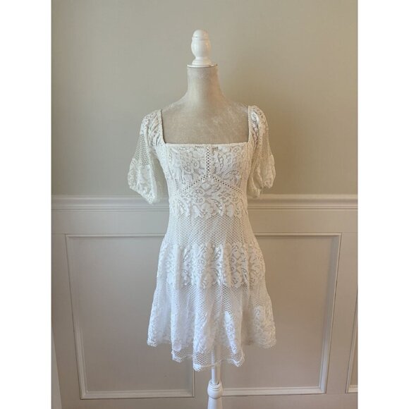 Free People Be Your Baby Lace Mini Dress Ivory Small S - Picture 4 of 8